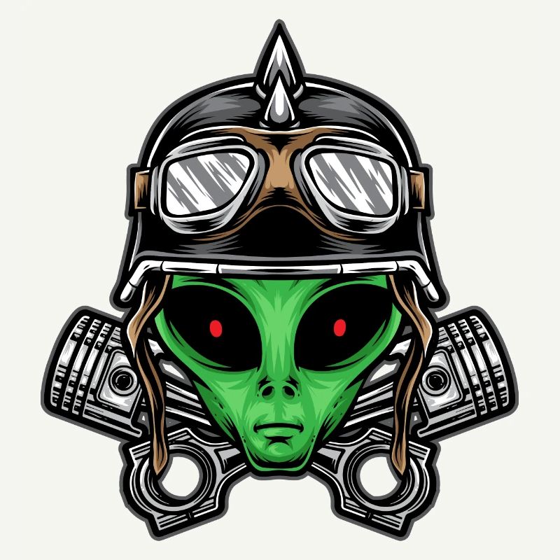 Alien Biker Head Illustration