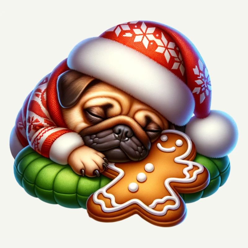 Pug Sleeps With Gingerbread