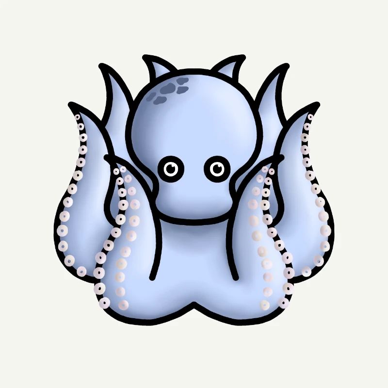 little cute light blue octopus