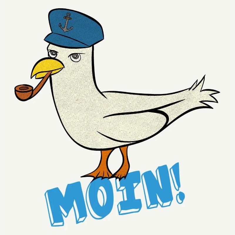 Kapitän Möwe mit Pfeife Moin