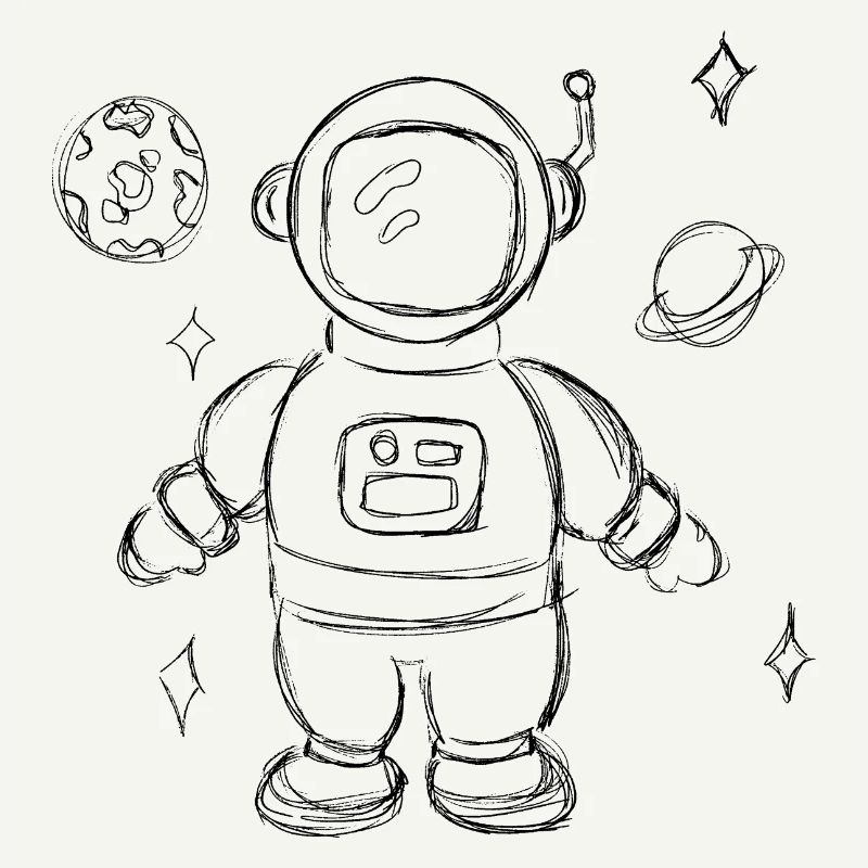 Conception d’enfants dessinés à la main par des astronautes