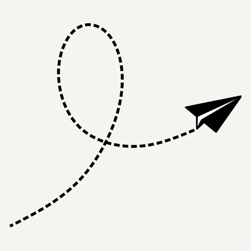 Avion en papier avec trajectoire