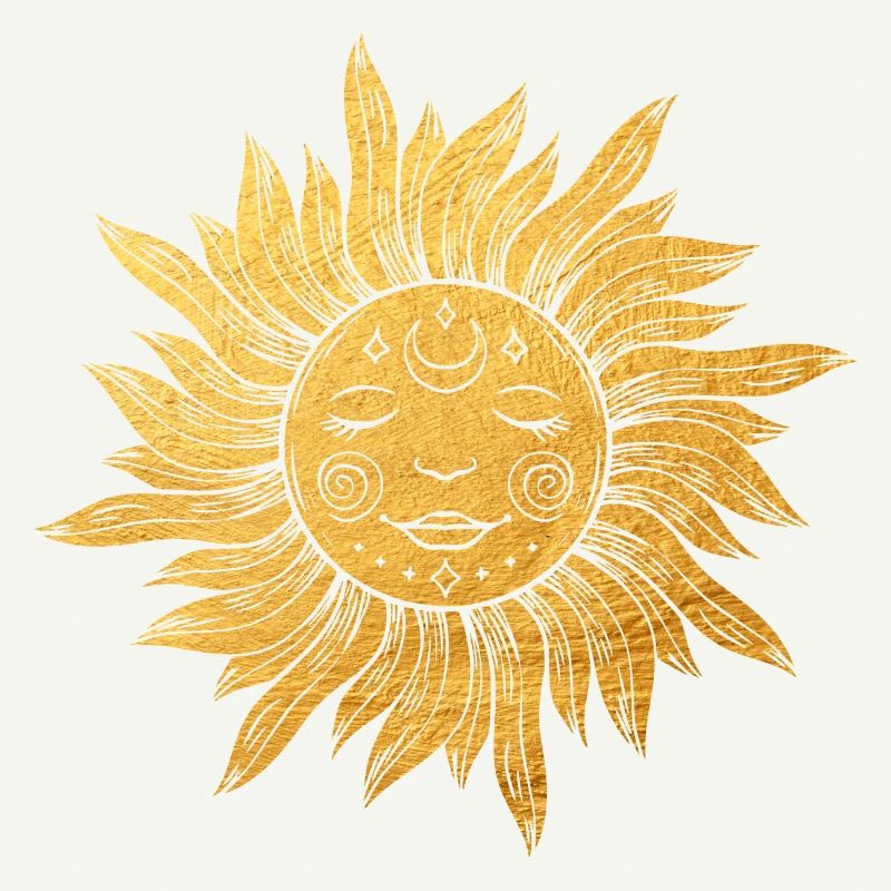 Sun face with rays, esoteric, mystical