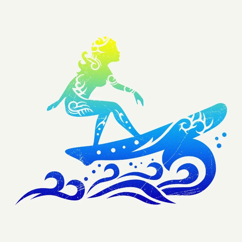 Surfer Mädchen Surfen Tribal Tattoo Geschenkidee
