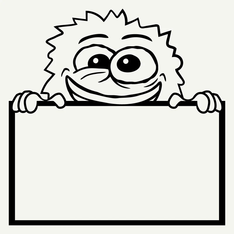 Comic monster behind the wall