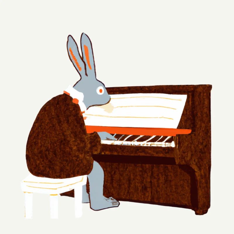 Rabbit plays piano