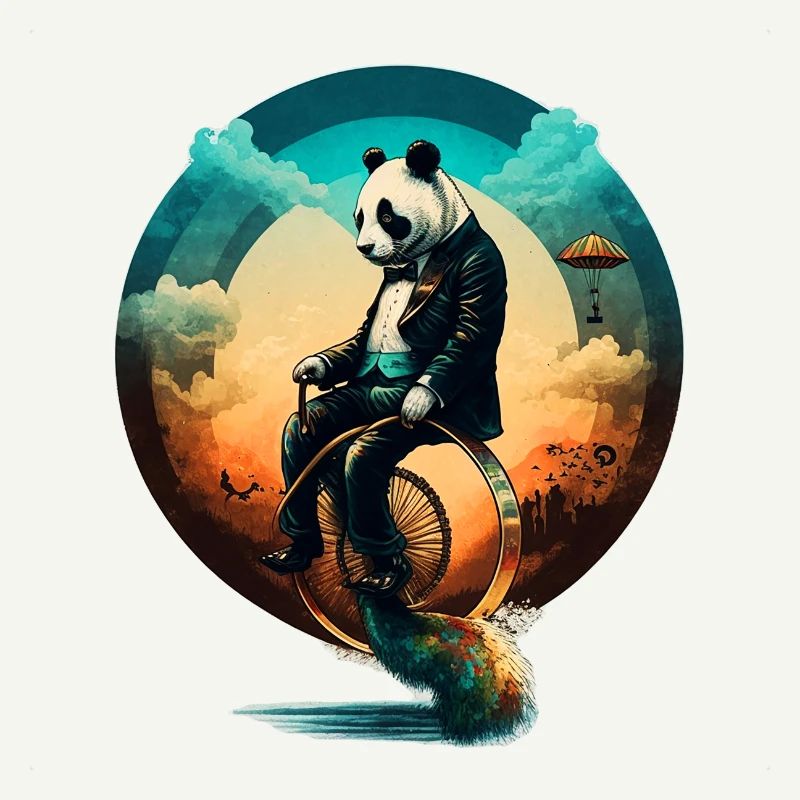 Panda auf einem Einrad