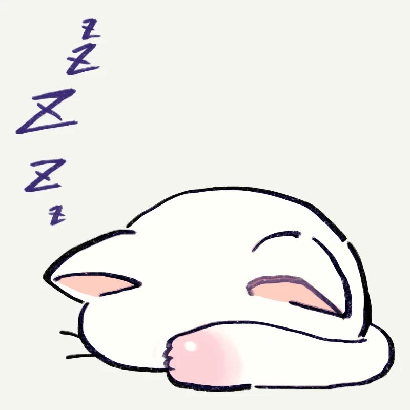 I Draw Lucky Star White Cat Sleeping With Its