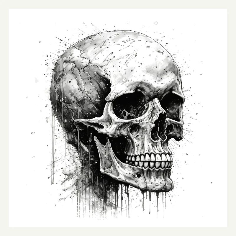 Creepy skull skull in Goth and emo style