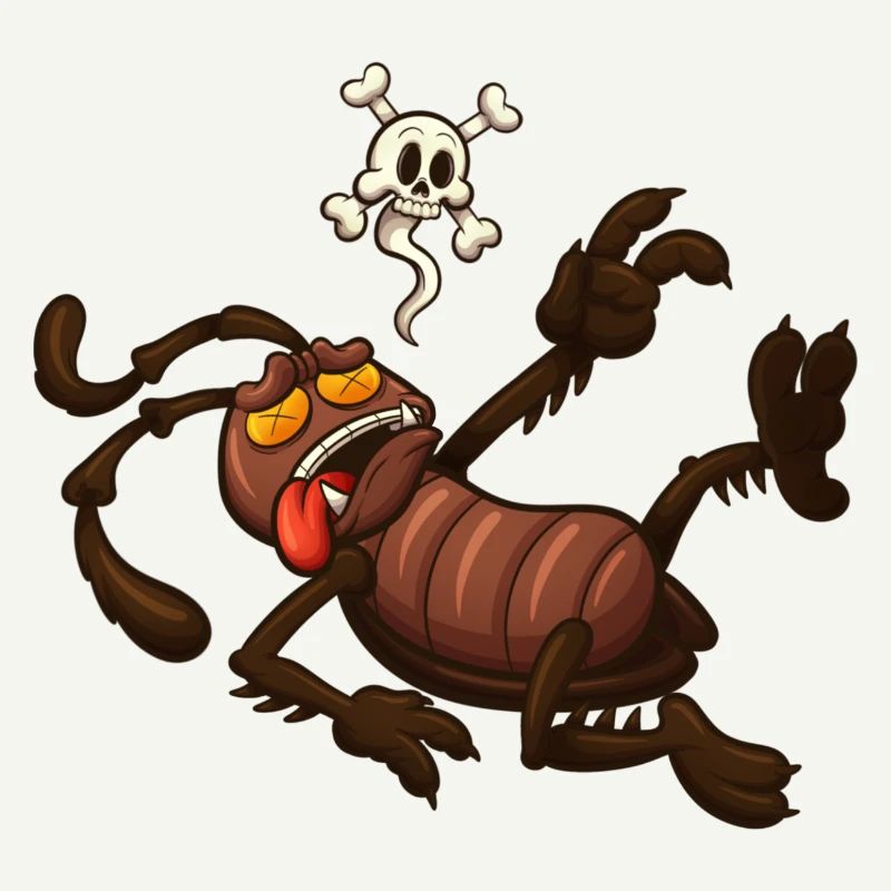 Cafard de dessin animé mort