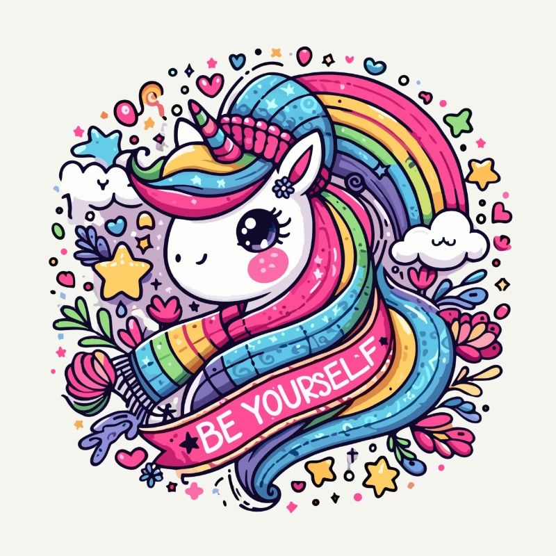 Regenbogen Einhorn Mütze und Schal Set - Sei du selbst
