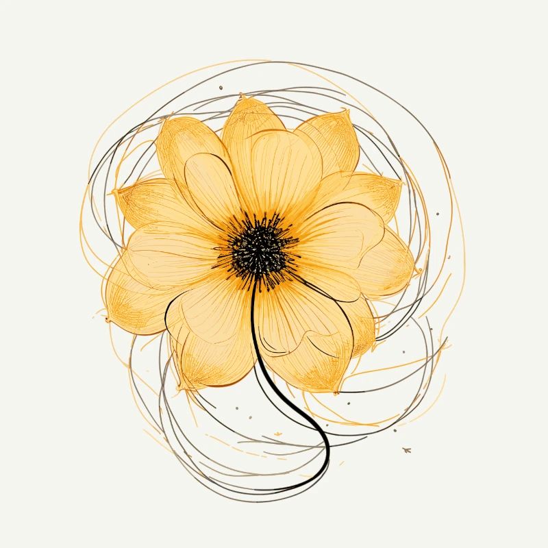 Rose One-Line Drawing Style