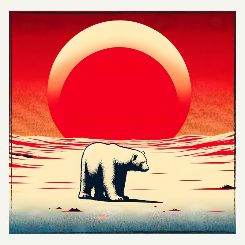 Eisbär vor roter Sonne