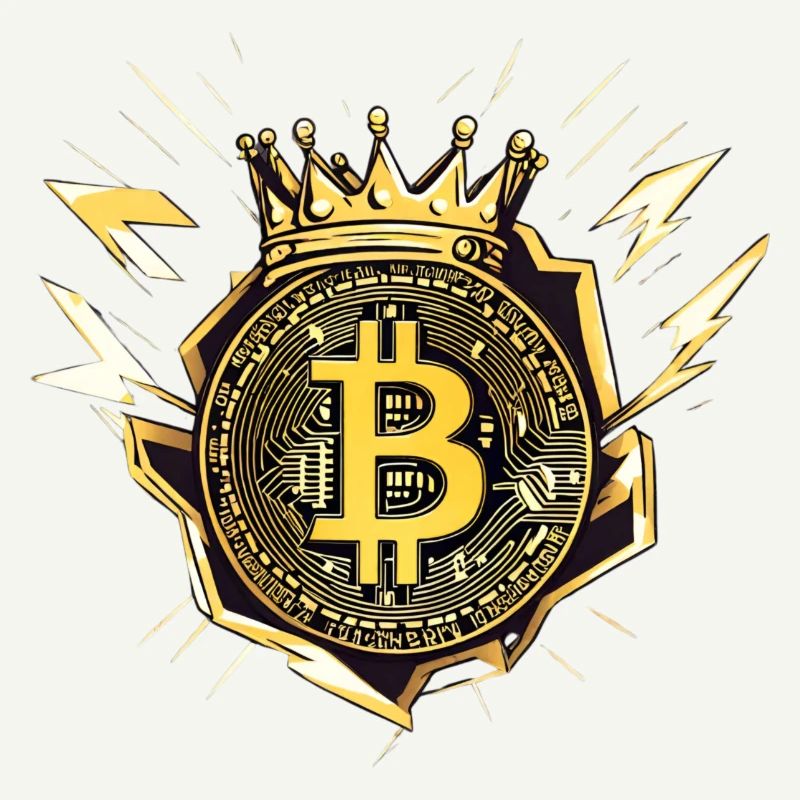 King Bitcoin mit Blitzen