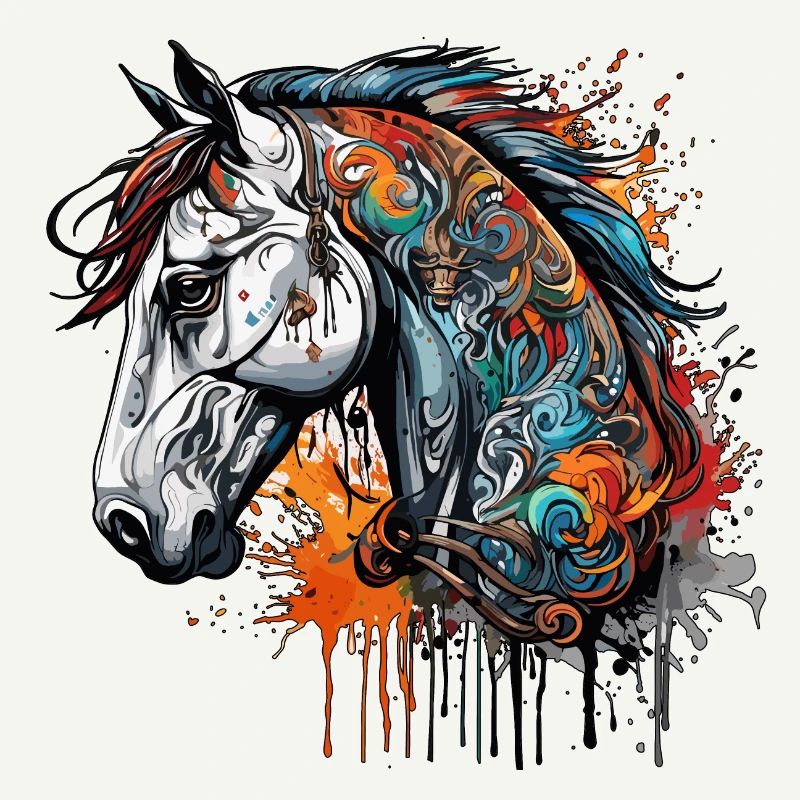 Tattoo / Tier / Kunst / cool / Comic / Pferd