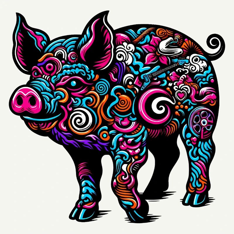 Cochon coloré