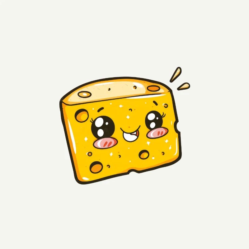 Fromage mignon avec un visage heureux
