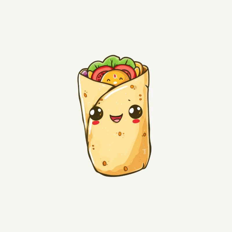 Fröhlicher Wrap Kebab mit lebhaften Farben