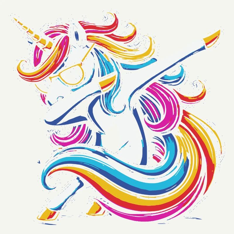 Regenbogen Einhorn mit Sonnenbrille Comic Kunst