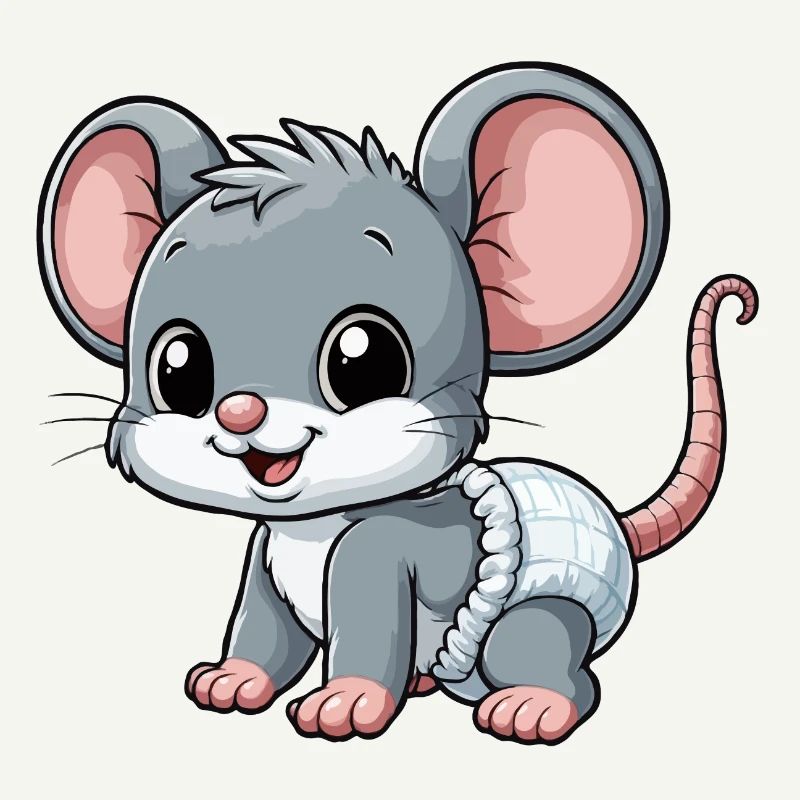 Bébé souris avec couche