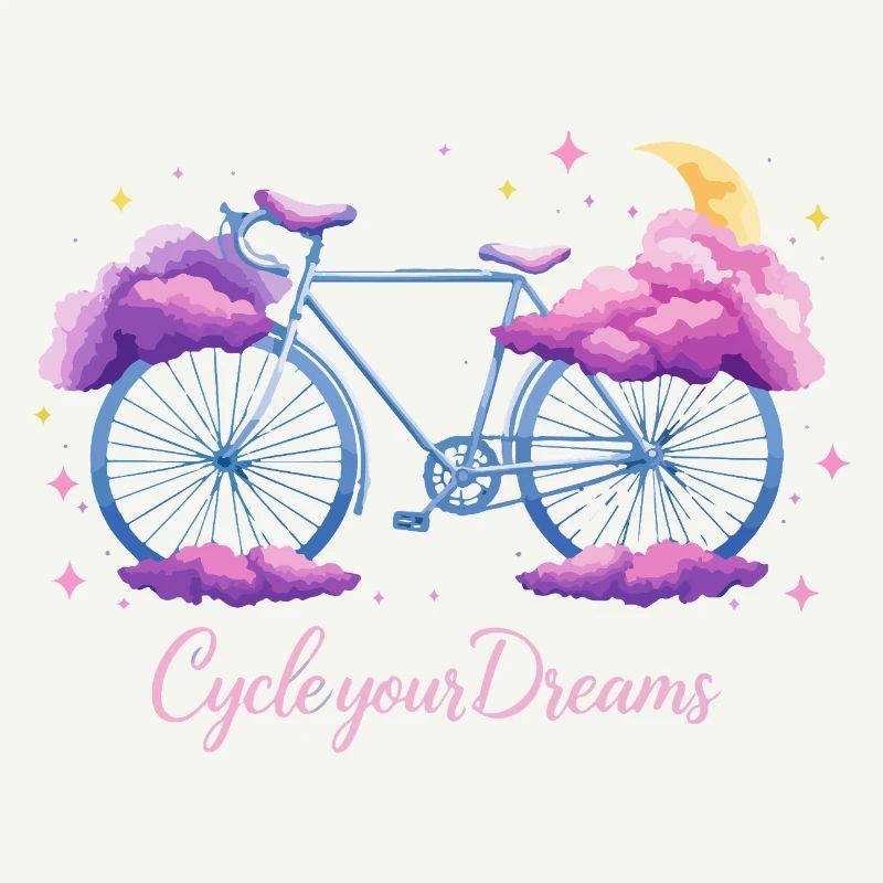 Conception de vélo nuage « Cycle Your Dreams » avec lune