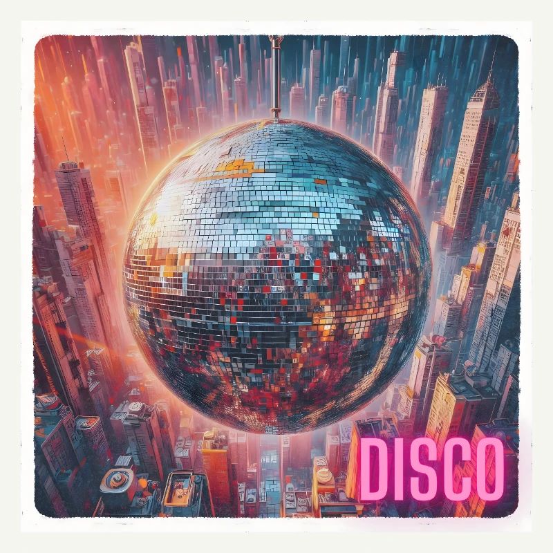Discokugel vor Großstadt