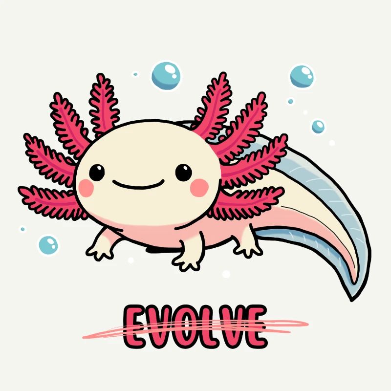 Evolve Axolotl – Cute Motif with Message