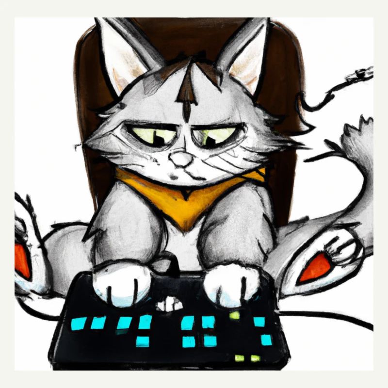 Cat Playing Computer Games Comic