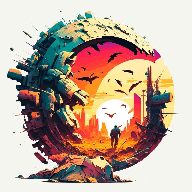 Lone wanderer of the future as a sci-fi pilgrim