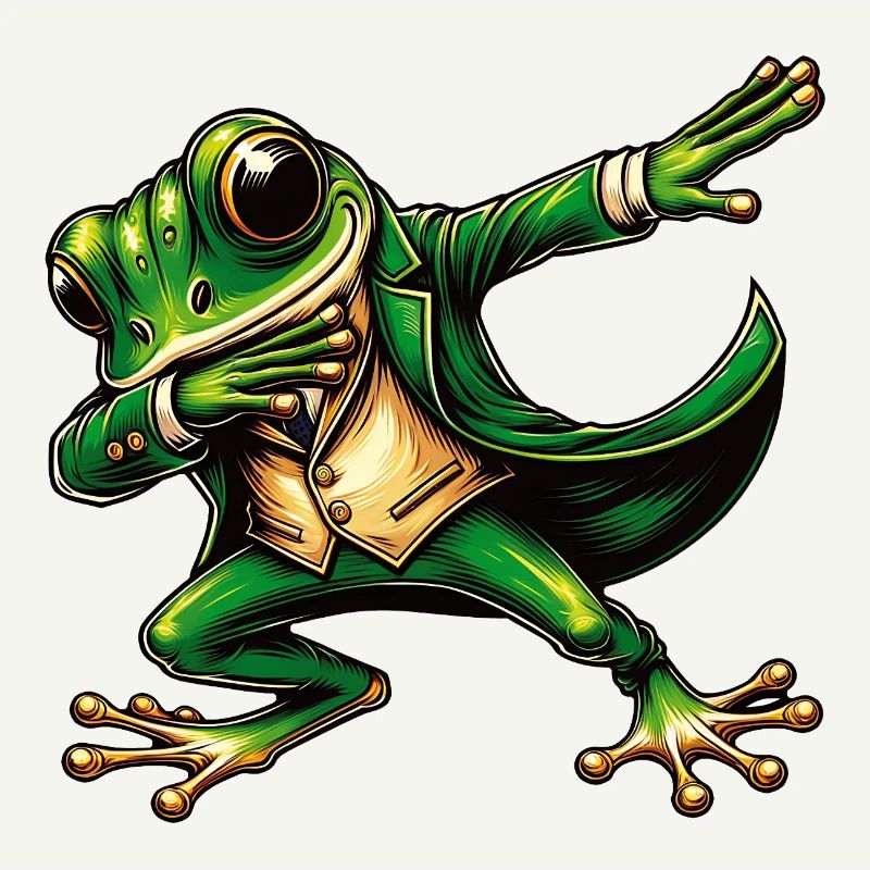 funny green dancing frog