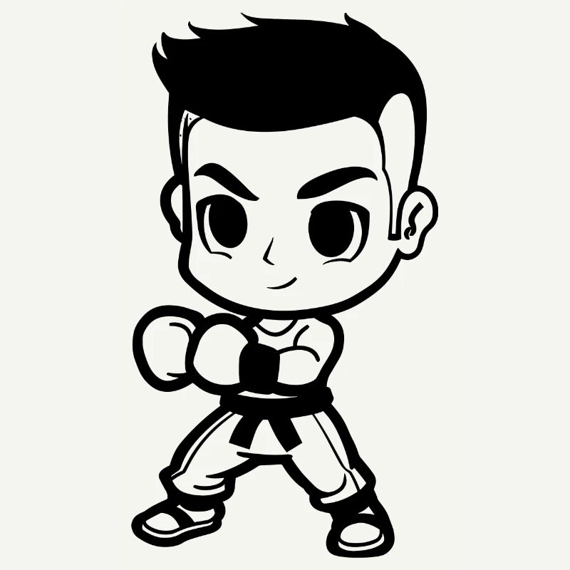 Kickboxing Junge Comic Look