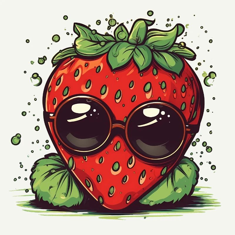 Coole Comic Erdbeere mit Sonnenbrille