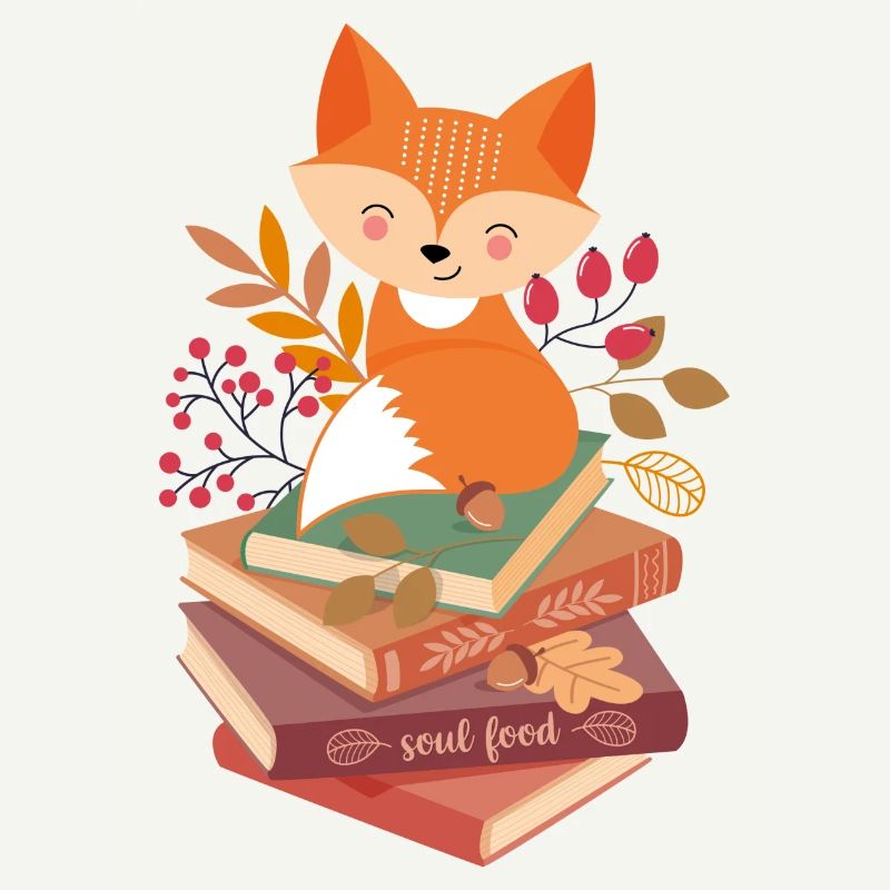 Fuchs auf Bücherstapel