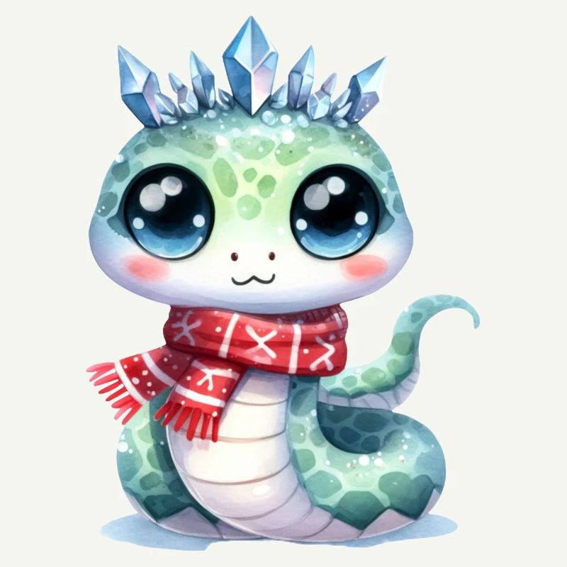 Serpent mignon avec Couronne de cristal de glace