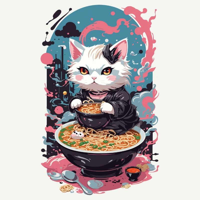 Katze Goth Pastel Ramen Nudelsuppe Kawaii