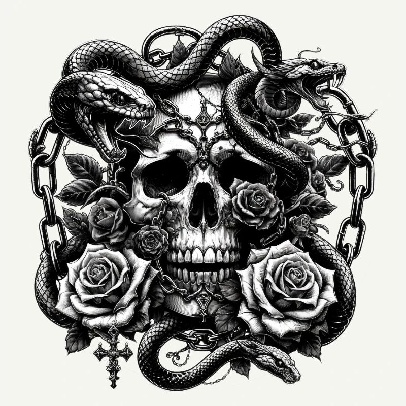 Crâne gothique et Roses Art graphique