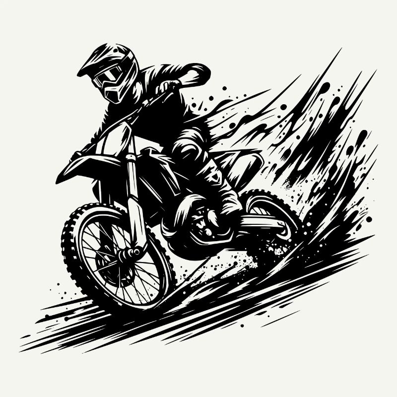 Dynamic motocross ride in mud and mud