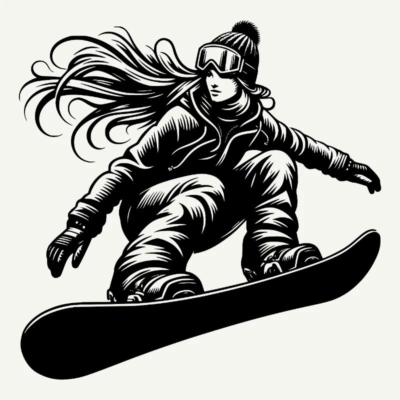 Snowboardeuse avec lunettes de neige