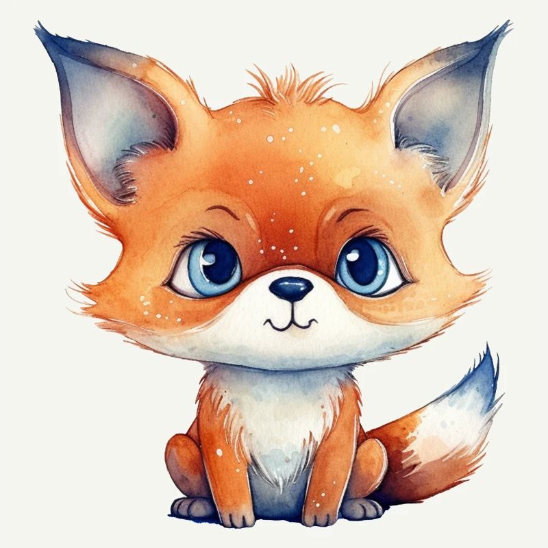 Fuchs Kulleraugen Aquarell Waldtier