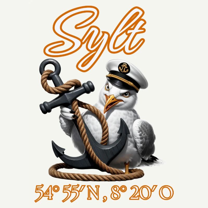Sylt Seagull with anchor and GPS coordinates