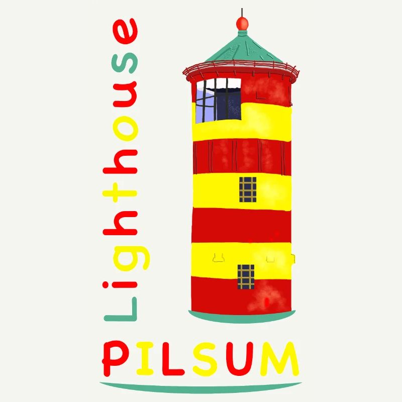 Phare de Pilsum, point de repère, dessin.