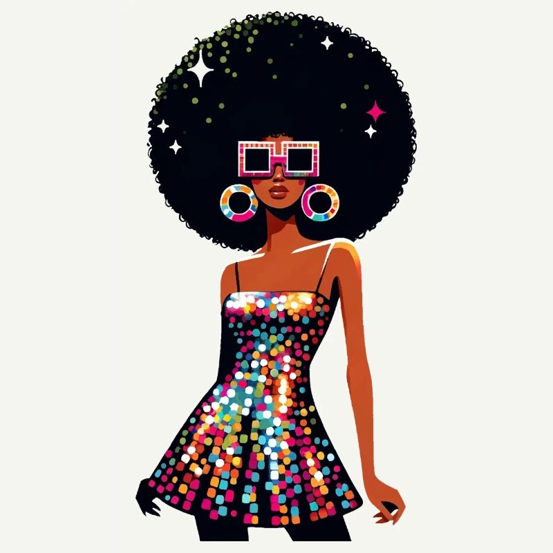 Disco Afro Glam Sequins Design