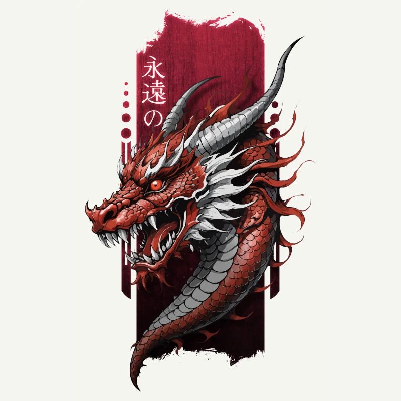 Gardien éternel : Dragon chinois au milieu de « Éternel »