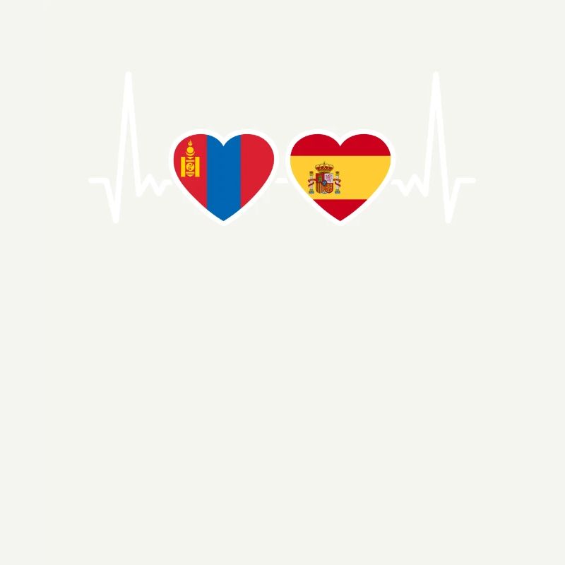 Mongolia Spain Heartbeat Flag Mongolian