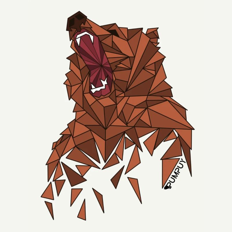 Roaring bear with geometry design