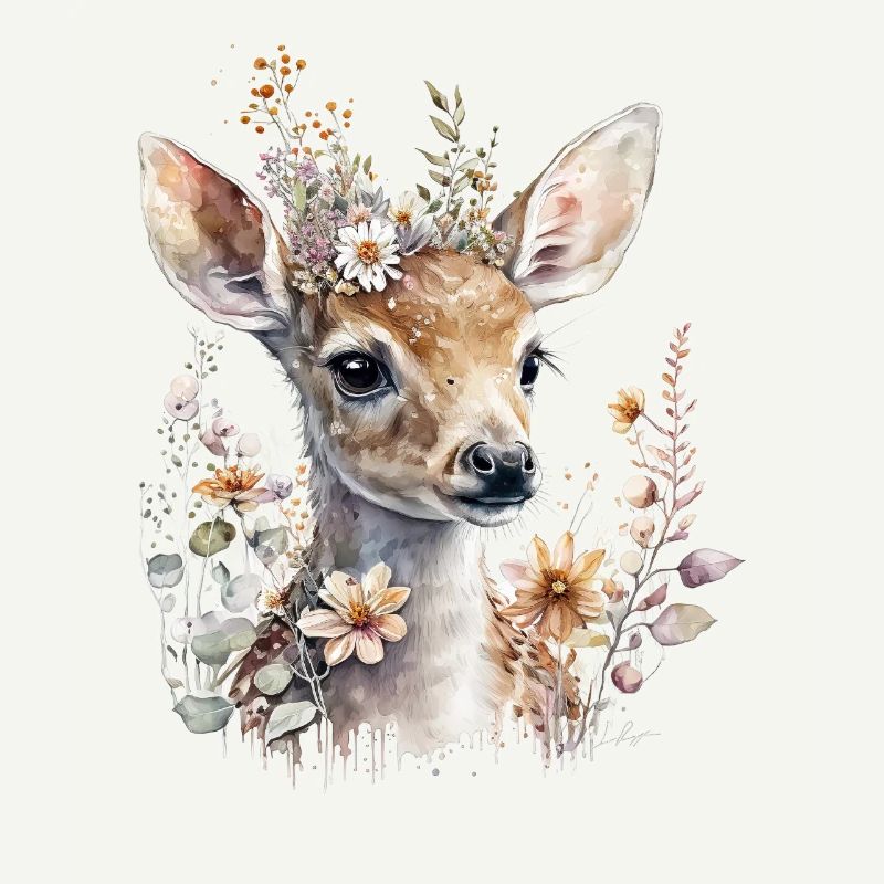 Cerf avec des fleurs