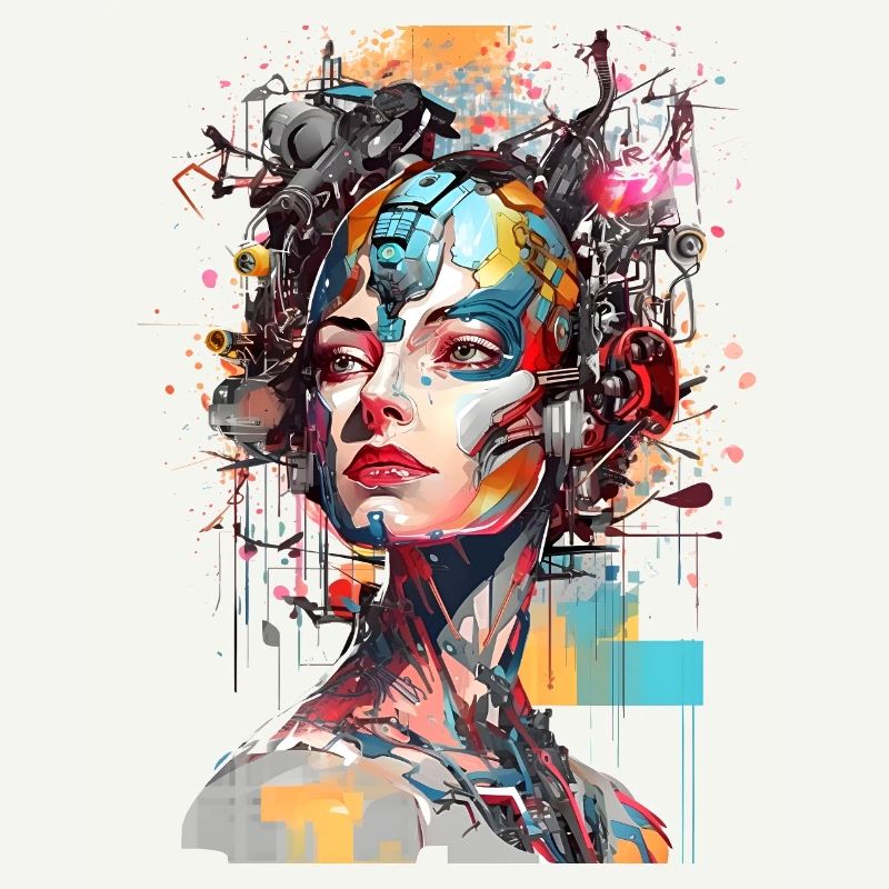 Portrait eines weiblichen AI Androiden/Cyborg
