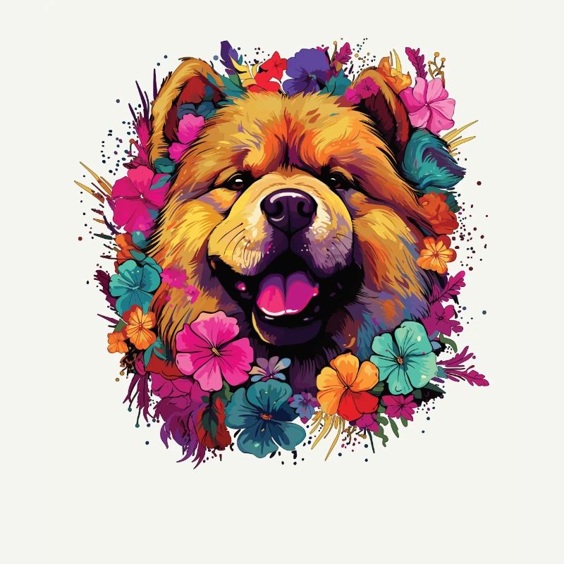 Wasserfarben Farbenfroher Chow Chow