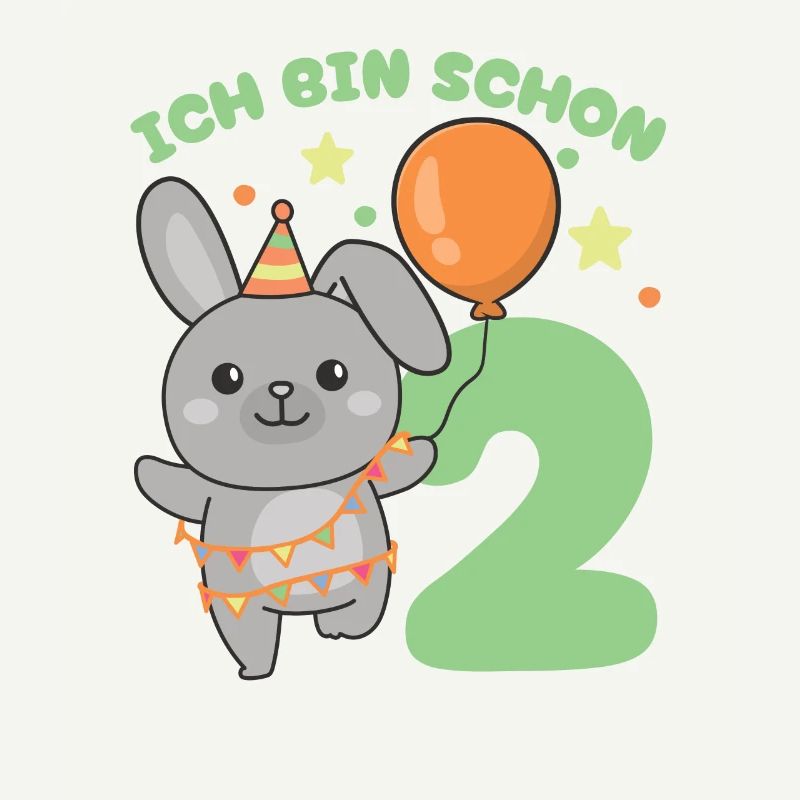 Ich bin schon 2 Hasen Geburtstags Kinder