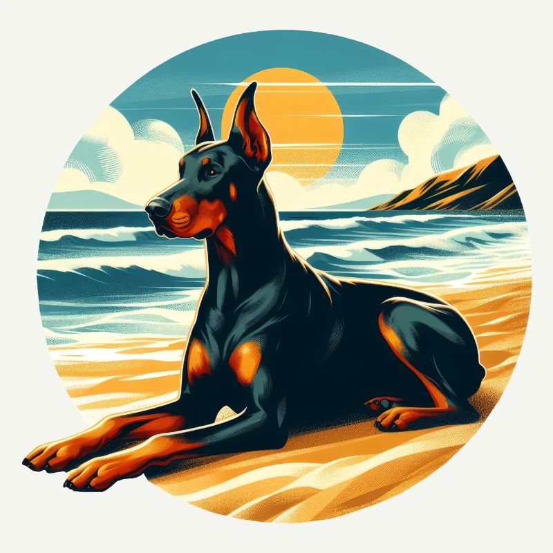 Dobermann am Strand